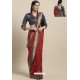 Maroon Party Wear Poly Silk Embroidered Sari