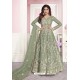 Grayish Green Latest Pure Dola Silk Embroidered Designer Anarkali Suit
