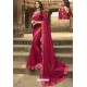 Rose Red Casual Wear Designer Georgette Sari