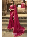 Rose Red Casual Wear Designer Georgette Sari