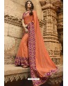 Light Orange Casual Wear Designer Georgette Sari
