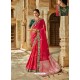 Dark Peach Latest Embroidered Designer Wedding Sari