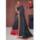 Carbon Party Wear Heavy Embroidered Sari