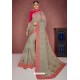 Light Grey Party Wear Heavy Embroidered Sari