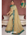 Light Beige Party Wear Heavy Embroidered Sari