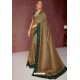 Camel Party Wear Heavy Embroidered Sari