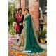 Dark Green Heavy Embroidered Designer Pure Georgette Sari