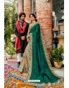 Dark Green Heavy Embroidered Designer Pure Georgette Sari