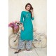 Turquoise Heavy Party Wear Rayon Readymade Kurti With Palazzo