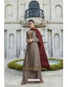Taupe Designer Party Wear Satin Georgette Palazzo Salwar Suit