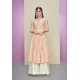 Baby Pink Heavy Party Wear Cotton Satin Readymade Kurti With Palazzo