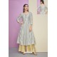 Silver Heavy Party Wear Cotton Satin Readymade Kurti With Palazzo