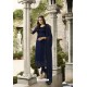 Navy Blue Embroidered Satin Georgette Churidar Salwar Suit