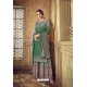 Dark Green Designer Party Wear Pure Cotton Palazzo Salwar Suit