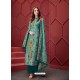 Blue Designer Party Wear Pure Ikat Cotton Silk Palazzo Salwar Suit