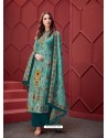 Blue Designer Party Wear Pure Ikat Cotton Silk Palazzo Salwar Suit