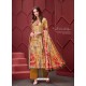 Mustard Designer Party Wear Pure Ikat Cotton Silk Palazzo Salwar Suit