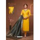 Yellow Embroidered Pure Cotton Jaam Silk Churidar Salwar Suit