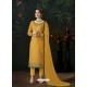 Mustard Designer Party Wear Pure Viscose Brasso Straight Salwar Suit