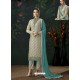 Silver Designer Party Wear Pure Viscose Brasso Straight Salwar Suit