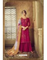 Rose Red Designer Party Wear Pure Viscose Upada Palazzo Salwar Suit