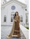 Brown Designer Party Wear Real Georgette Palazzo Salwar Suit