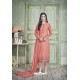 Peach Designer Party Wear Pure Georgette Straight Salwar Suit