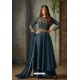 Teal Blue Designer Heavy Embroidered Silk Anarkali Suit