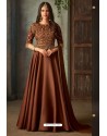 Brown Designer Heavy Embroidered Silk Anarkali Suit