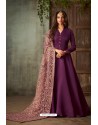 Purple Designer Heavy Embroidered Silk Anarkali Suit