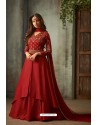 Crimson Designer Heavy Embroidered Silk Anarkali Suit