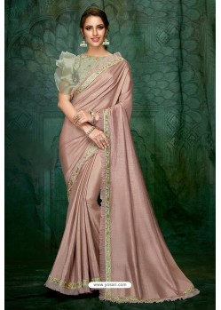 Dusty Pink Party Wear Designer Embroidered Sari