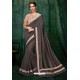 Dull Grey Party Wear Designer Embroidered Sari