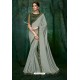 Light Grey Party Wear Designer Embroidered Sari