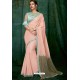 Baby Pink Party Wear Designer Embroidered Sari