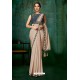 Light Beige Party Wear Designer Embroidered Sari