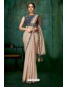 Light Beige Party Wear Designer Embroidered Sari