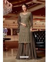 Light Brown Designer Party Wear Jari Embroidered Georgette Palazzo Salwar Suit