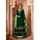 Dark Green Designer Party Wear Satin Georgette Palazzo Salwar Suit