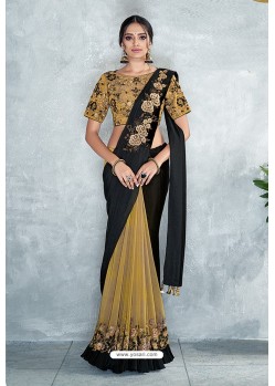 Gold Embroidered Designer Party Wear Sari