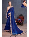 Royal Blue Soft Silk Embroidered Designer saree