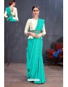 Turquoise Soft Silk Designer saree