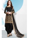 Black Tapeta Silk Stylish Patiala Suit