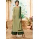 Olive Green Viscose Rayon Embroidered Palazzo Suit