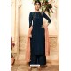 Navy Blue Viscose Rayon Embroidered Palazzo Suit