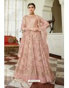 Baby Pink Butterfly Net Designer Anarkali Suit