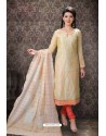Cream Special Designer Embroidered Churidar Salwar Suit