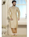 Light Beige Readymade Dhupion Silk Kurta Pajama For Men