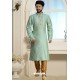 Sky Blue Readymade Dhupion Silk Kurta Pajama For Men