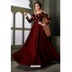 Maroon Heavy Embroidered Satin Silk Designer Gown Style Anarkali Suit